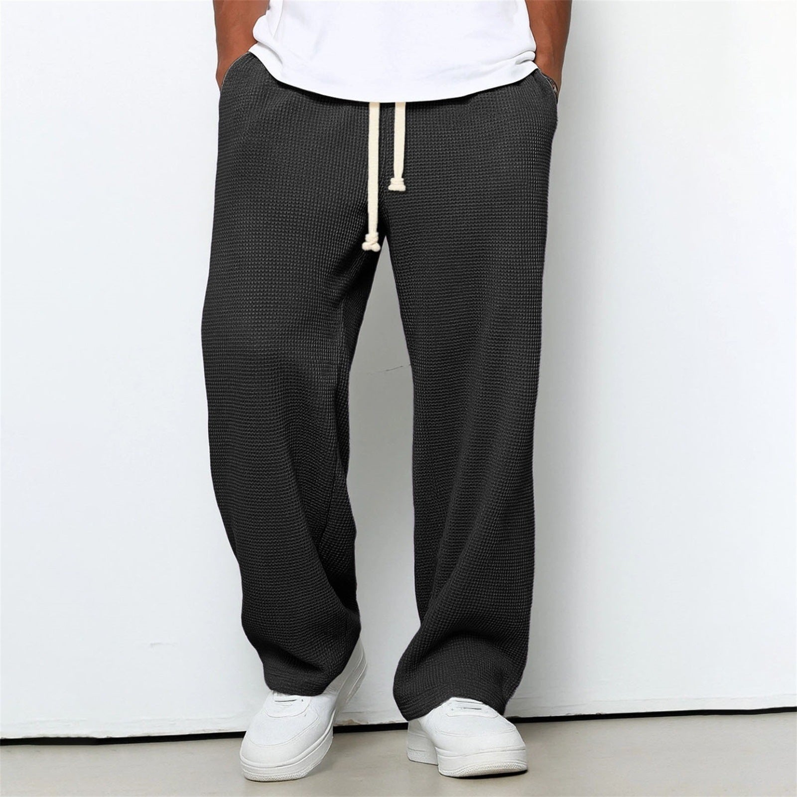 Mens Waffle Texture Casual Sport Pants