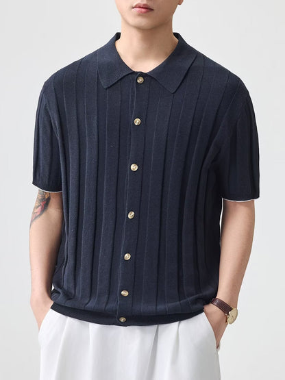 Jacquard Retro Luxury Knitted Polo Shirt