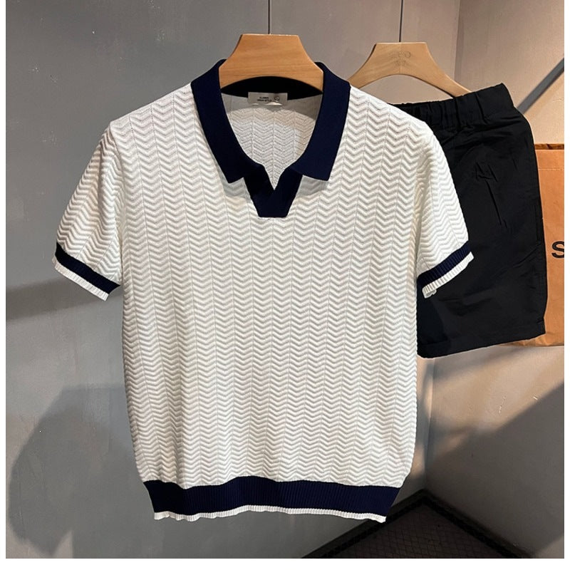 Mens Knitted Casual Polo Shirt