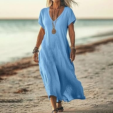 Women's Cotton Linen A-Line Dress