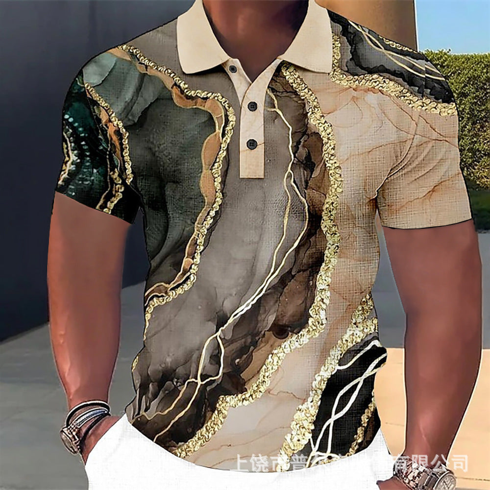 Customizable 3D Print Lapel Polo Shirt