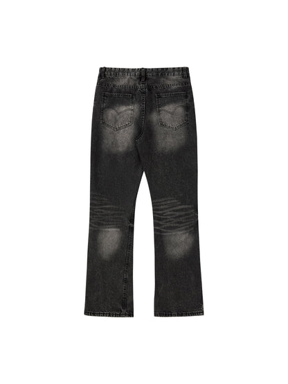 Retro washed black slightly flared jeans