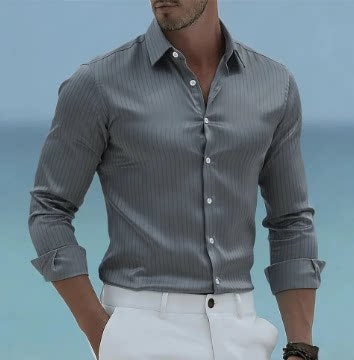 Mens Long Sleeve Striped Shirt