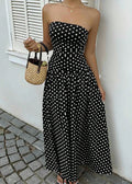 Polka Dot High Neck Sleeveless Long Dress