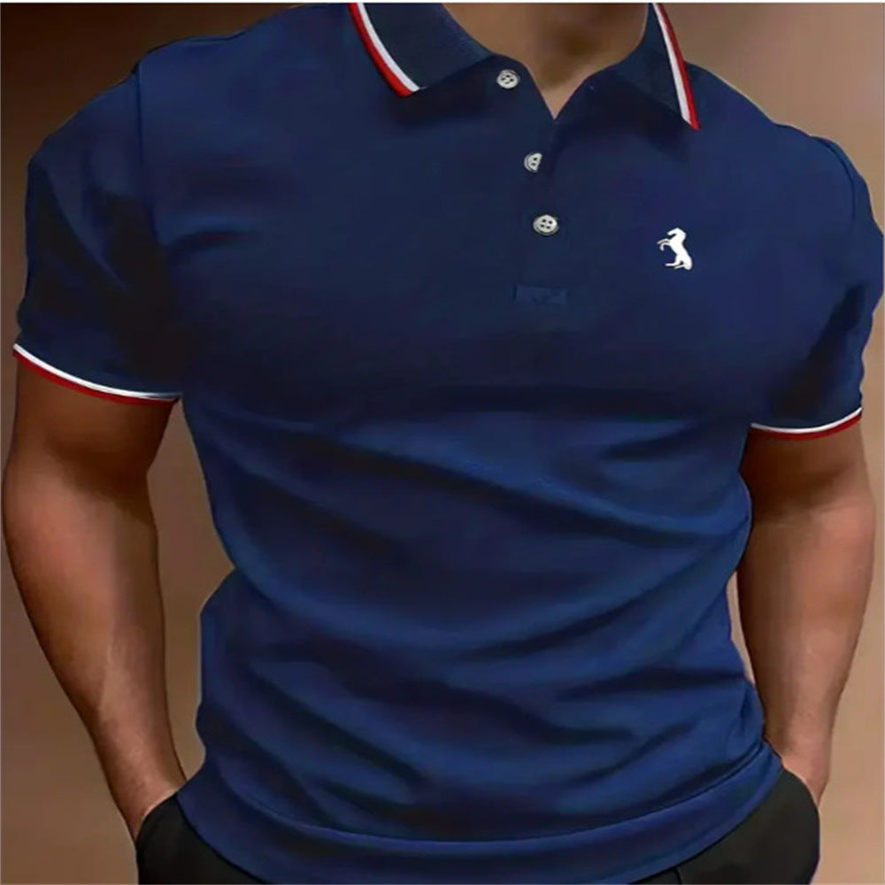 Printed buttoned short-sleeved shirt
