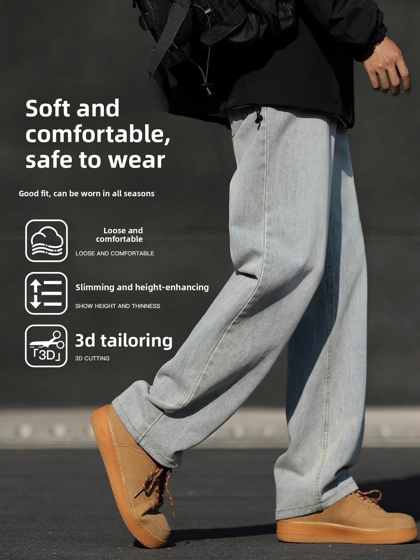 NASA Design Loose Straight Leg Jeans for Men