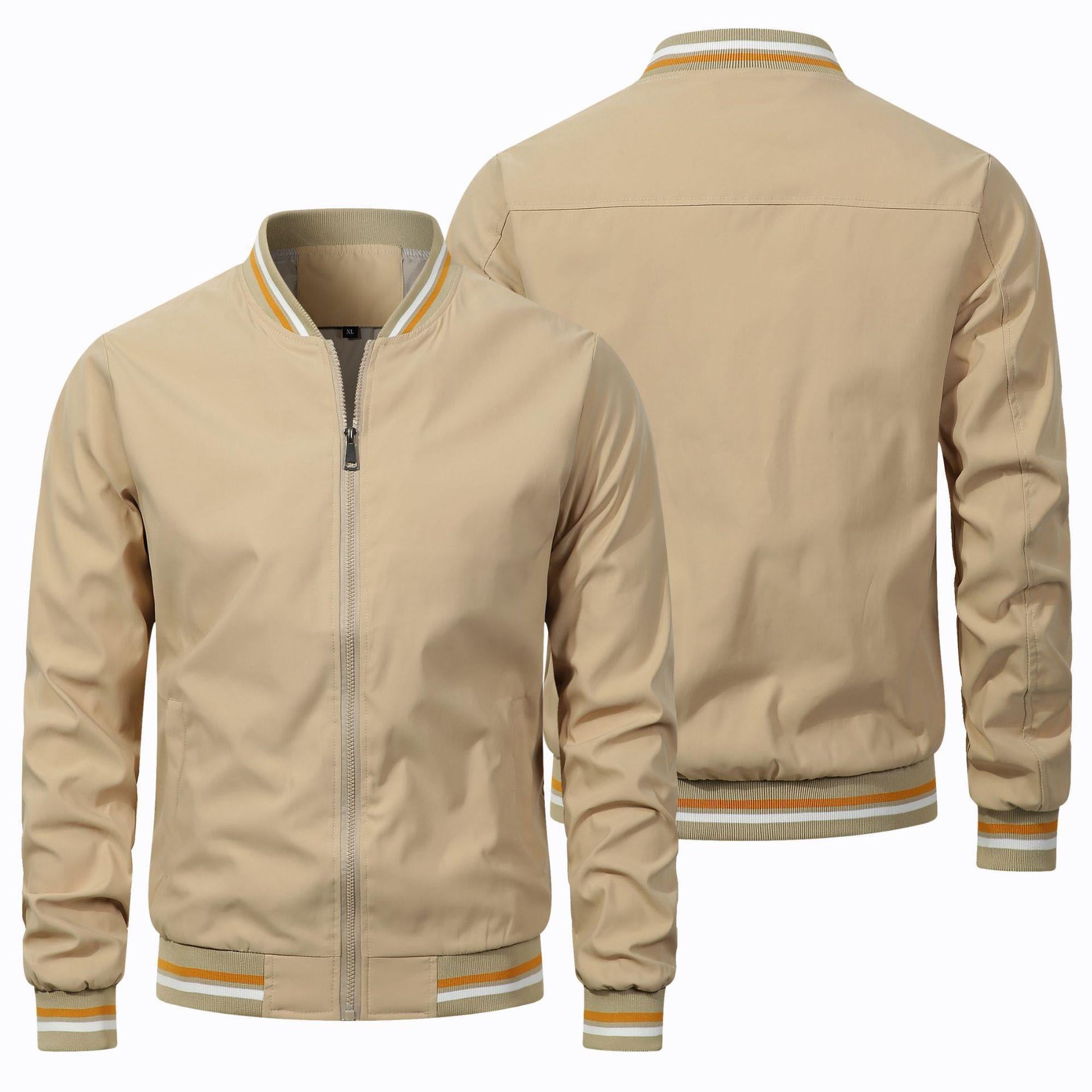 Mens Casual Stand Collar Zipper Jacket