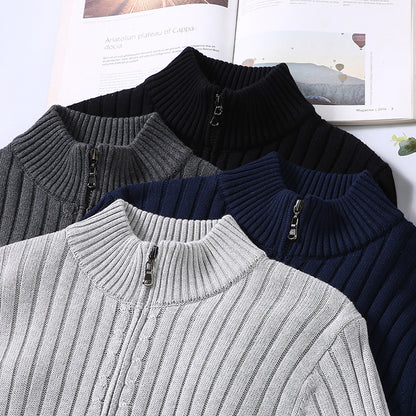 Mens Knitted Cardigan Sweater with Zipper