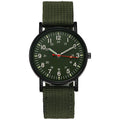 Mens Military Style Quartz Watch with Canvas Strap