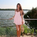 Chiffon Off-Shoulder Slip Dress