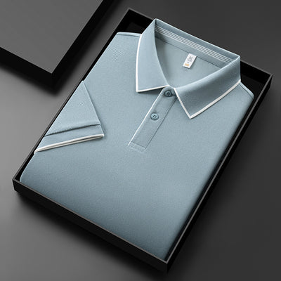 Mens Solid Color Lapel Polo Shirt