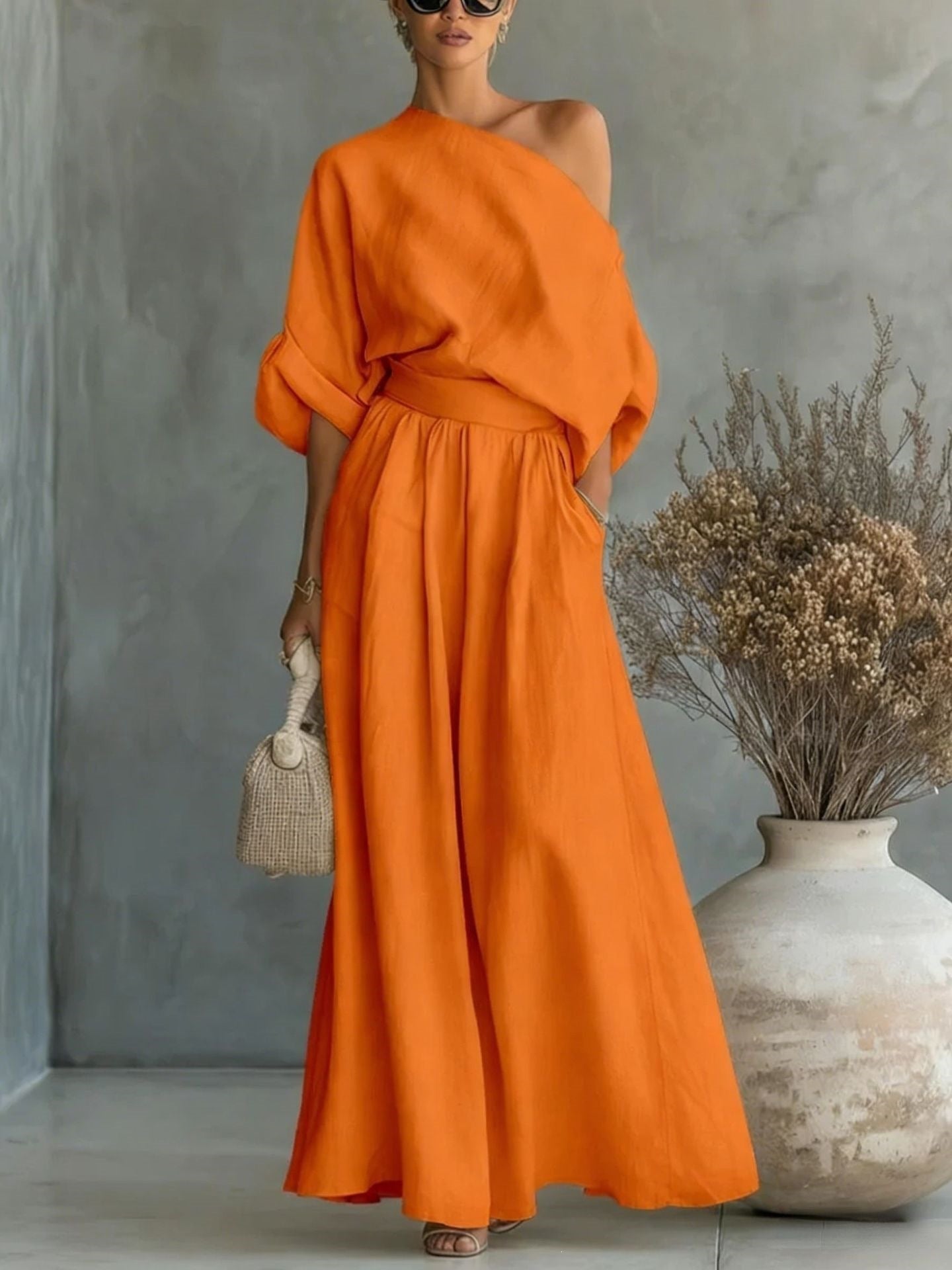 Elegant Off-Shoulder Top and Pants