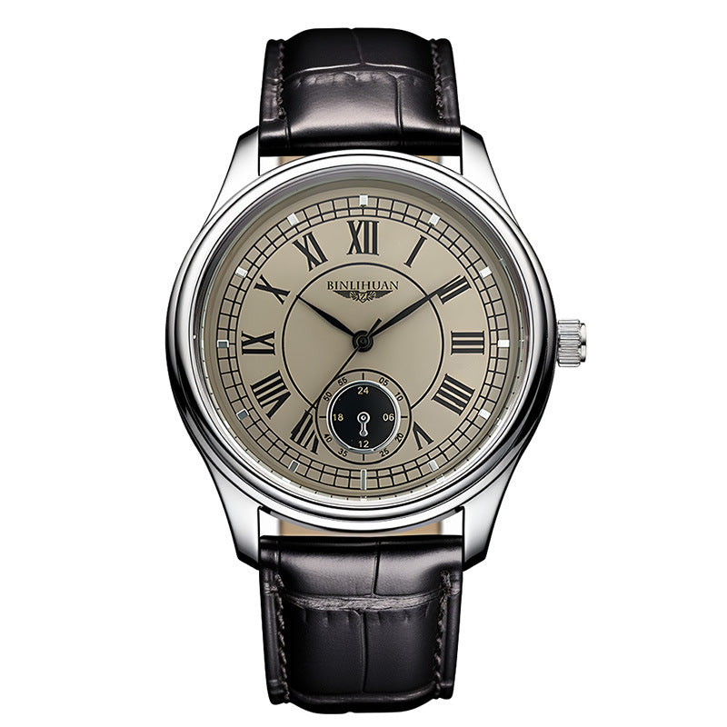 Men's Quartz Watch Classic Round Dial Leather Strap
