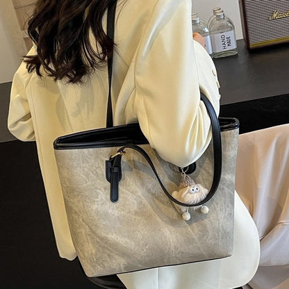 Women Pu Leather Tote Bag Large Capacity Shoulder Bag Handbag