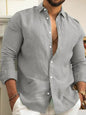 Men's Linen Long Sleeve Shirt Wrinkle Resistant Casual Wear