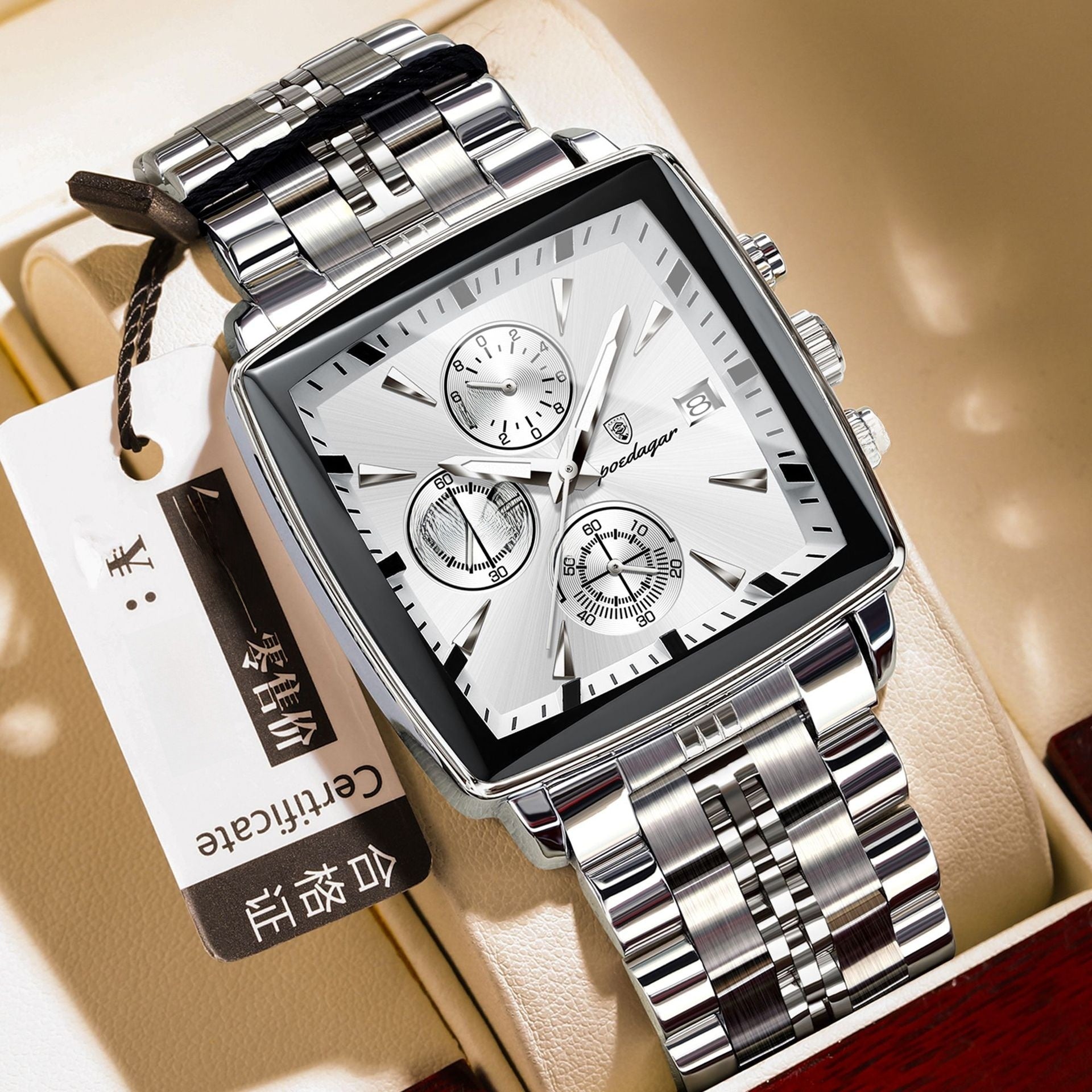 Multifunctional business square men's watch