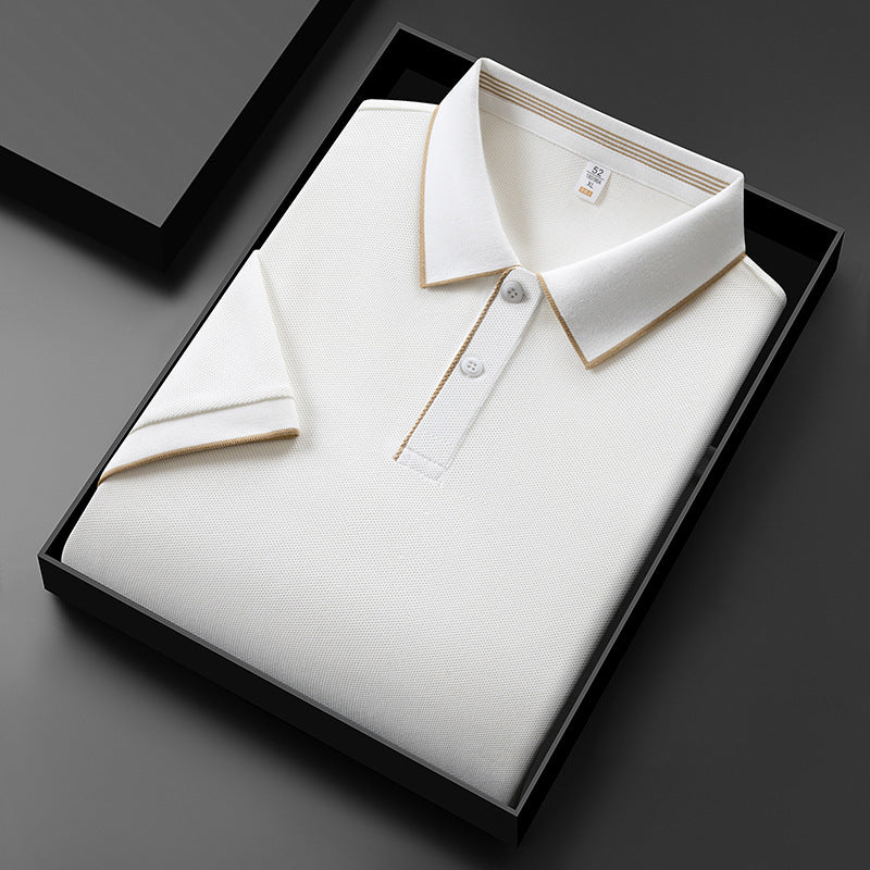 Mens Solid Color Lapel Polo Shirt