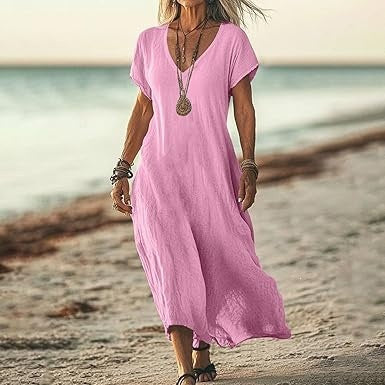 Women's Cotton Linen A-Line Dress