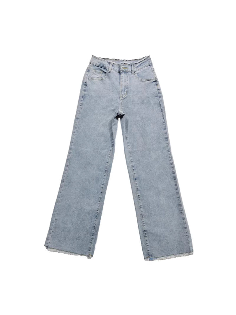Vintage Washed Wide-Leg Denim Capri Pants