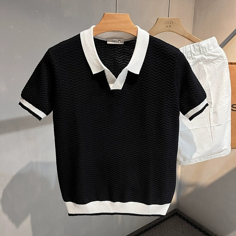 Mens Knitted Casual Polo Shirt