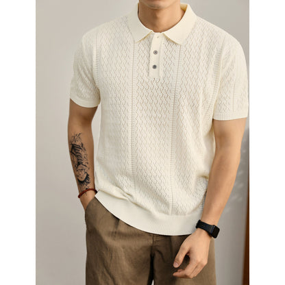 Mens Breathable Knit Polo Shirt