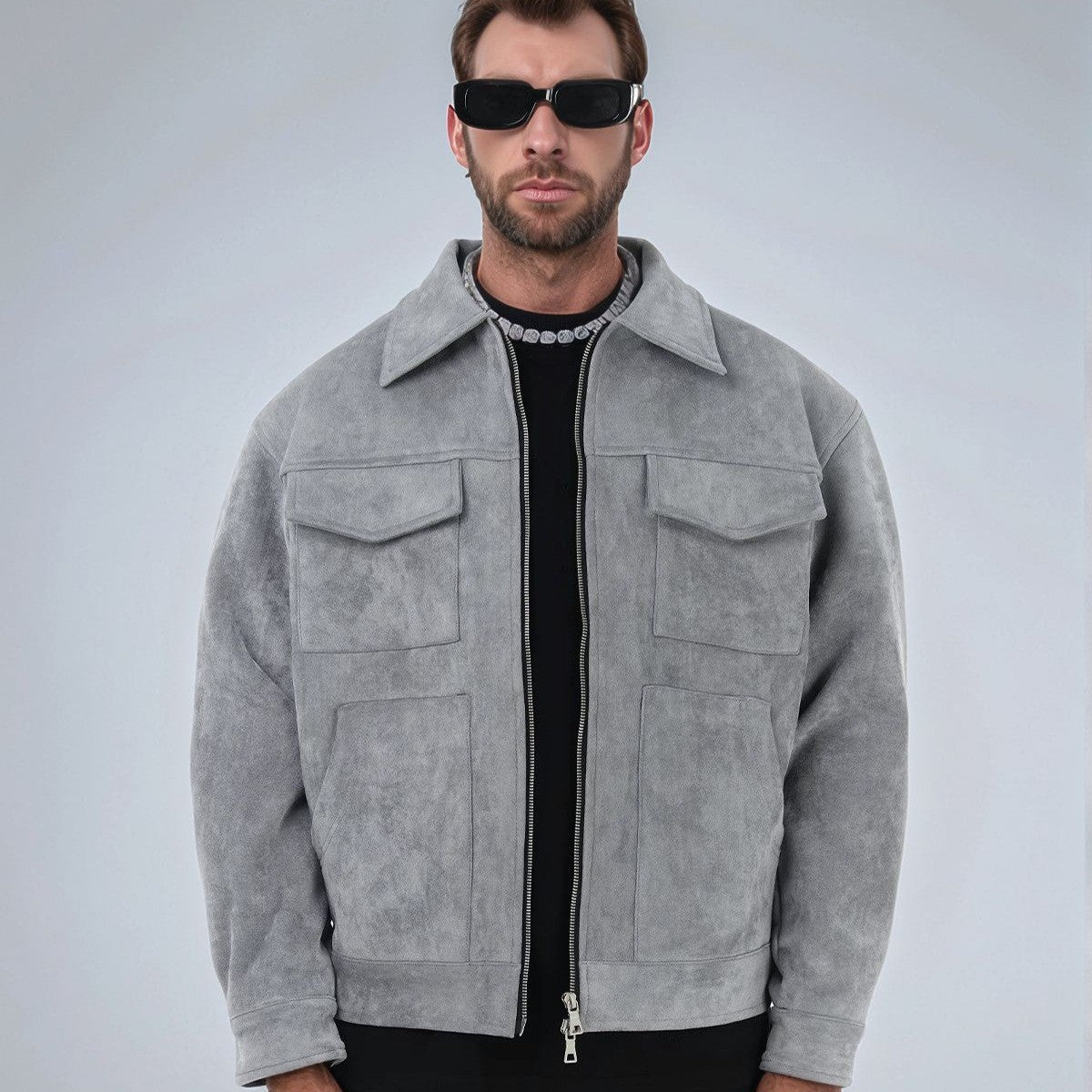 Suede Zipper Pocket Jacket