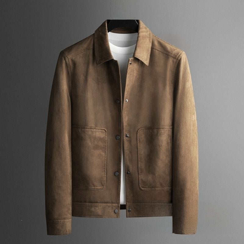 Mens Lapel Collar Wool Blend Jacket