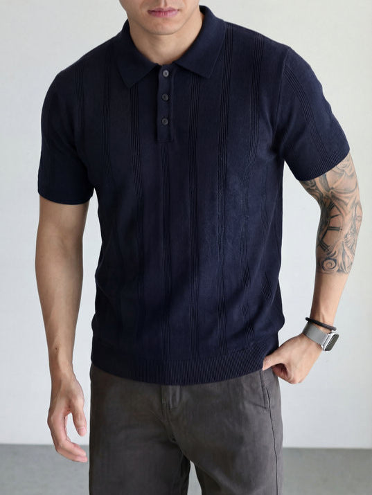16-Gauge Tencel Linen Knitted Polo Shirt for Men Summer Thin Breathable Old Money Style