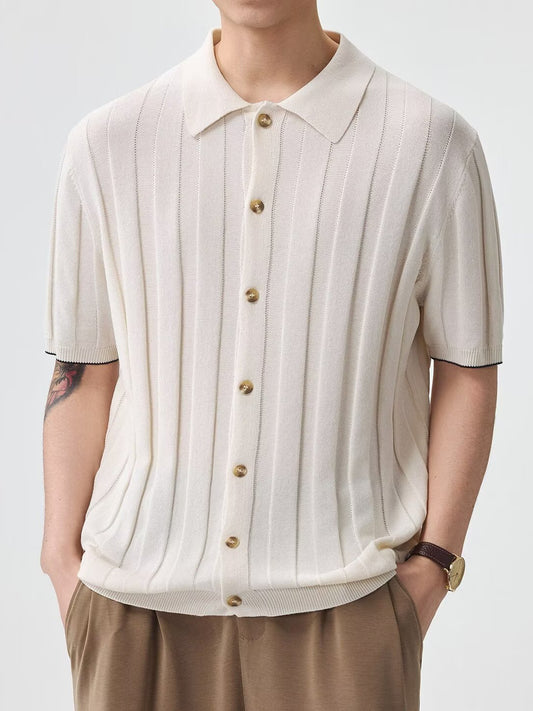 Jacquard Retro Luxury Knitted Polo Shirt
