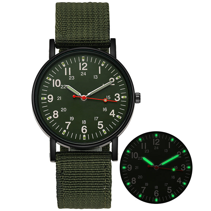 Mens Military Style Quartz Watch with Canvas Strap