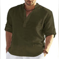 Men's Linen Long Sleeve Shirt Wrinkle Resistant Casual Wear