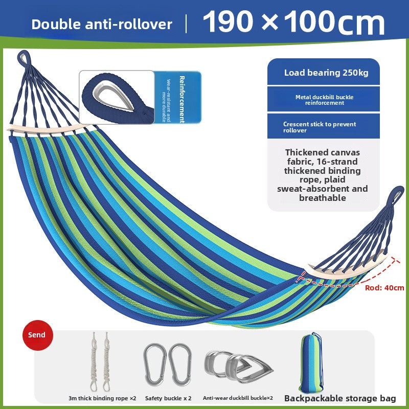 Thickened Nylon Outdoor Hammock Anti-Rollover Striped Swing Bed