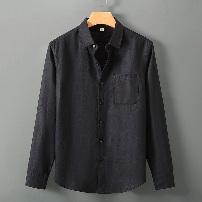 Mens Linen Long Sleeve Casual Shirt