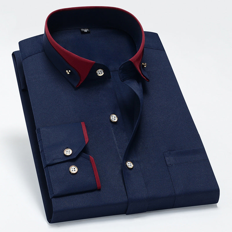 Men's Contrast Collar Stretch Shirt