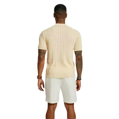 Mens Breathable Short Sleeve Knitted Shirt