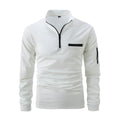 Mens Long Sleeve Zipper Detail Polo Shirt