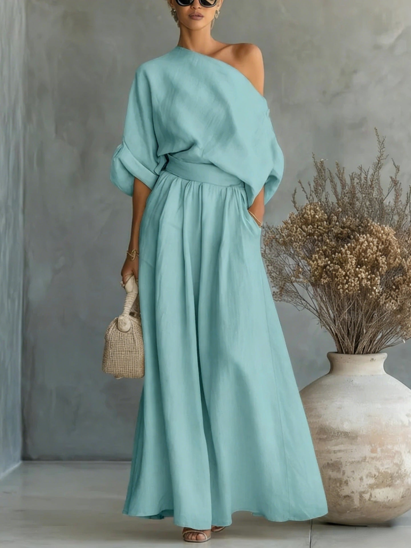 Elegant Off-Shoulder Top and Pants