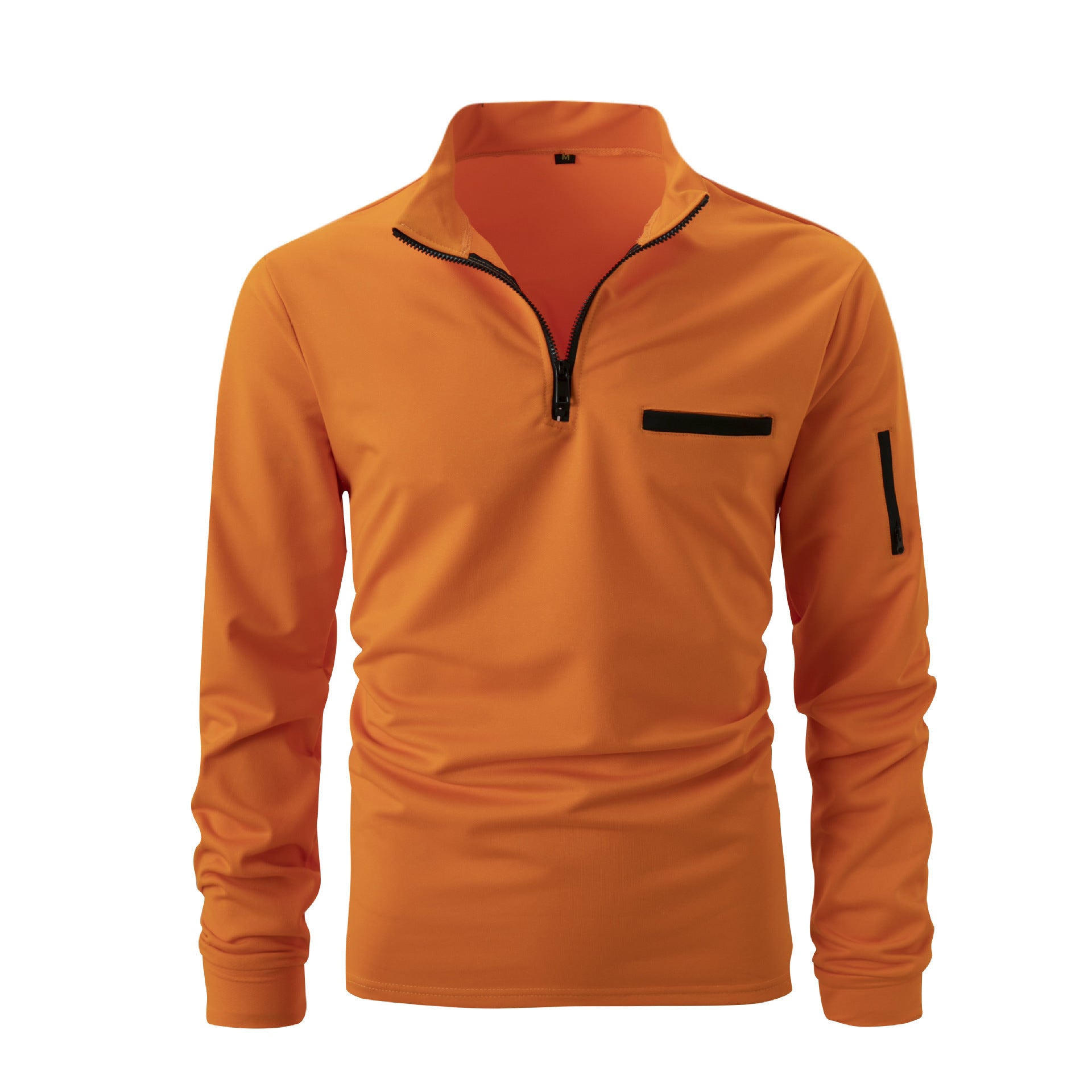 Mens Long Sleeve Zipper Detail Polo Shirt