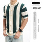 Mens Striped Knit Polo Shirt