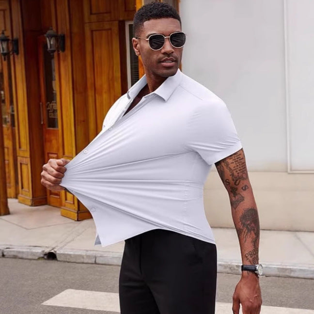 High Elasticity Seamless No-Iron Ice Silk Shirt