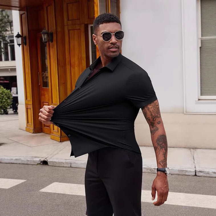 High Elasticity Seamless No-Iron Ice Silk Shirt