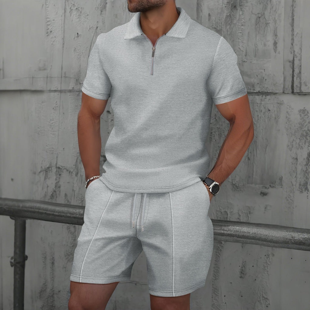 Men's Waffle Knit Short Sleeve and Shorts Set