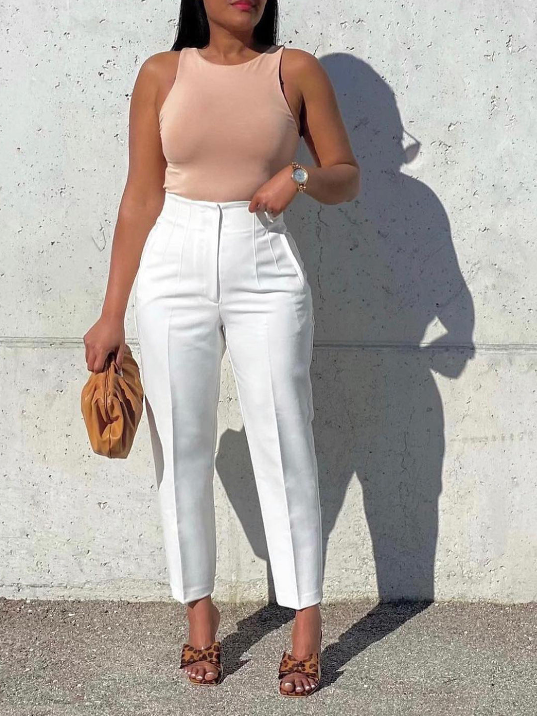 Large Size Fashionable Elegant Casual Slim High-Waisted Trousers