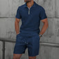 Waffle Fabric Men's Short Sleeve Polo Suit