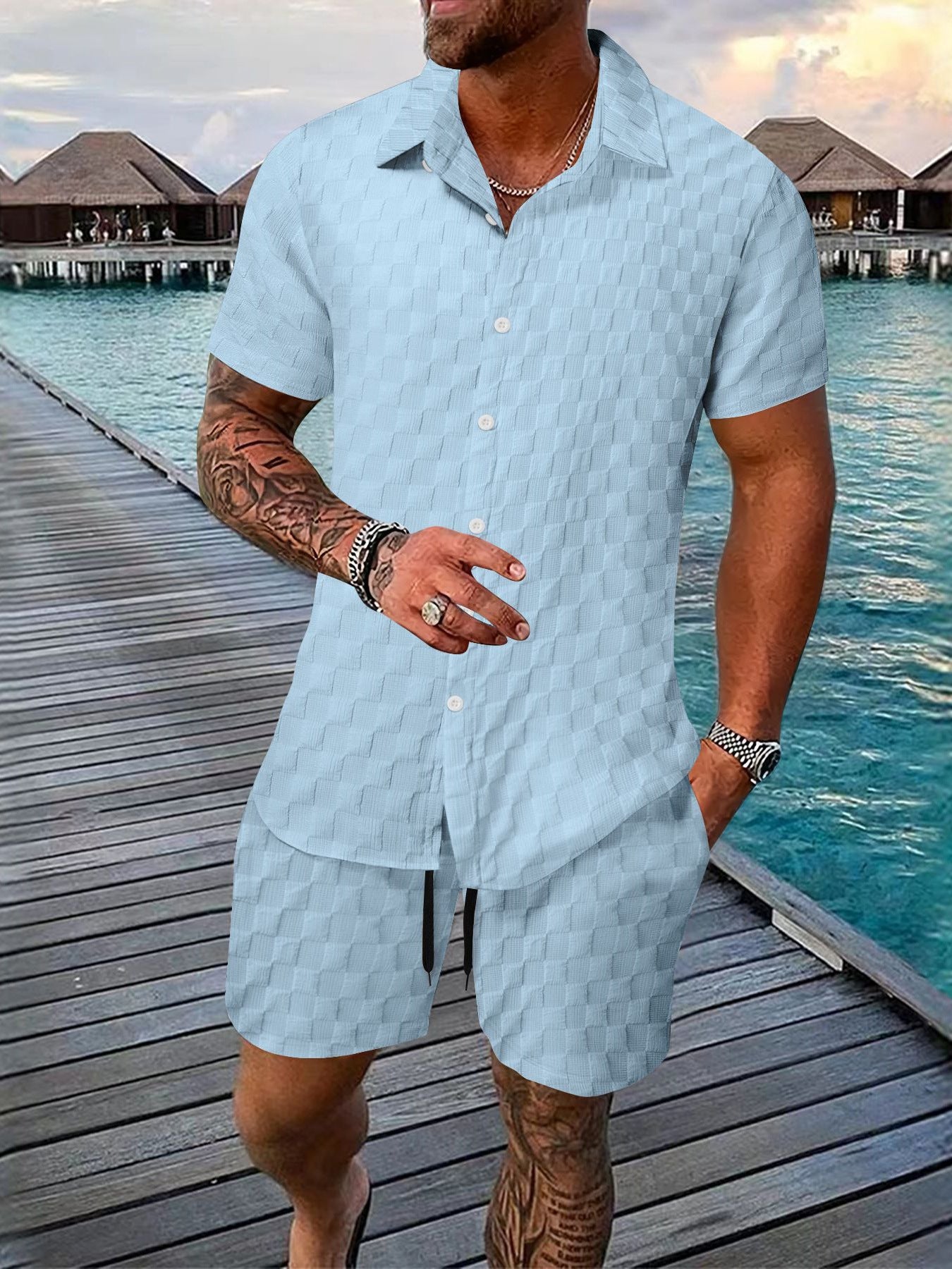 Men's Casual Summer Shirt and Shorts Set