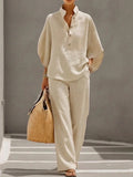 Linen Batwing Sleeve Shirt and Pants Set