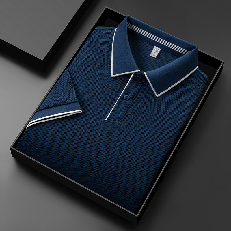 Mens Solid Color Lapel Polo Shirt