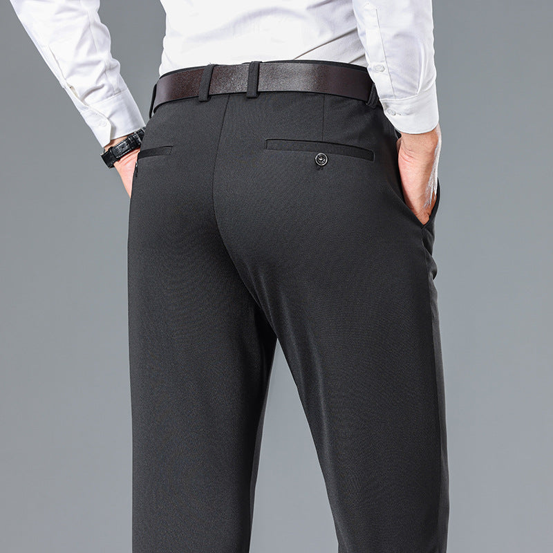 Elastic Straight Leg Casual Trousers for Men