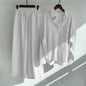 cotton and linen shirts, high-waisted loose trousers