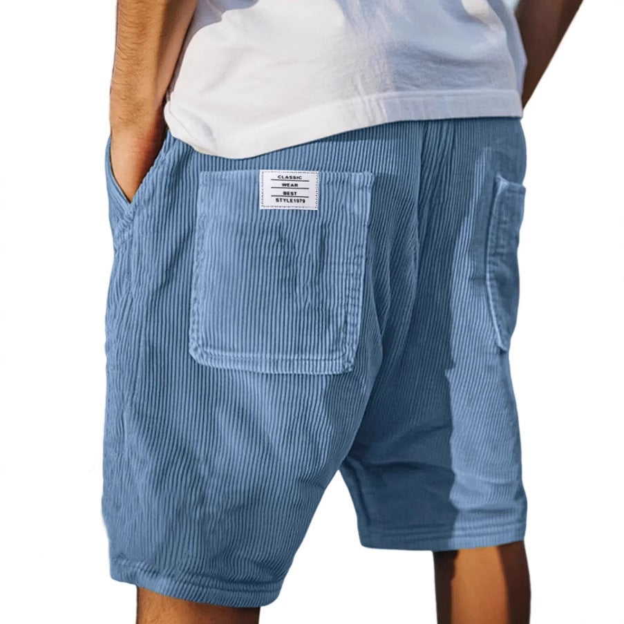 Mens Vintage Corduroy Shorts with Multiple Pockets